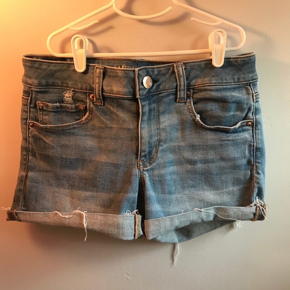 light wash denim shorts